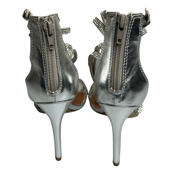 Steve Madden Silver Rhinestone Fiffi Strappy Stiletto Heels Party Cocktail 6 - Picture 6 of 6